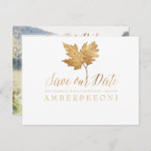 Carte Postale Faire-part PixDezines Gold Fall Foliage/Save our Date (Devant / Derrière)