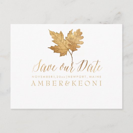 Carte Postale Faire-part PixDezines Gold Fall Foliage/Save our Date (Devant)