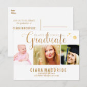 Carte Postale Faire-part PixDezines Graduation/Faux Gold Police (Devant / Derrière)