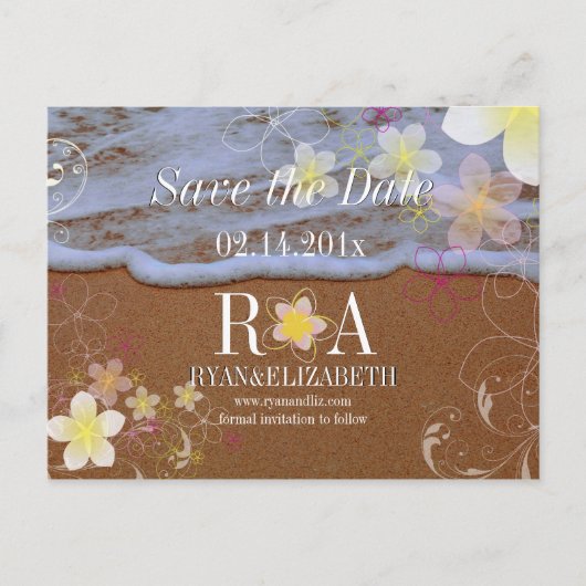 Carte Postale Faire-part PixDezines hula dream enregistrer date plage+vague (Devant)
