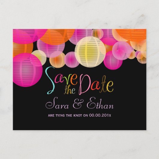 Carte Postale Faire-part PixDezines lanternes enregistrer la date (Devant)