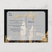Carte Postale Faire-part PixDezines/LONDRES Enregistrer la date/Faux Gold (Dos)