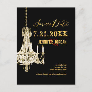 Carte Postale Faire-part PixDezines lustres/coupure or/enregistrer la date