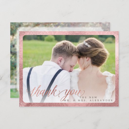 Carte Postale Faire-part PixDezines Mariage Script Fun Merci (Devant / Derrière)