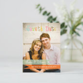 Carte Postale Faire-part PixDezines marine+orange enregistrer la date (Debout devant)