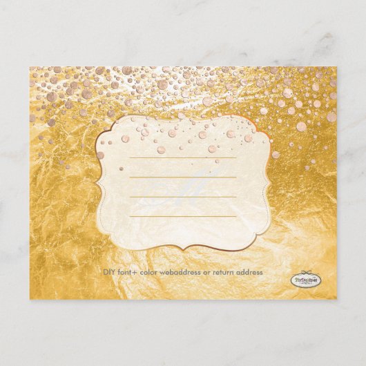 Carte Postale Faire-part PixDezines or/fausse feuille/photos enregistrer la (Dos)