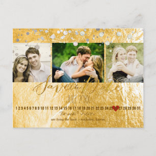 Carte Postale Faire-part PixDezines or/fausse feuille/photos enregistrer la