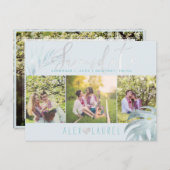 Carte Postale Faire-part PixDezines Palms Sauver notre Date/Platinum+Aqua (Devant / Derrière)