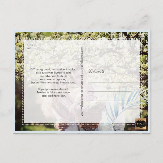 Carte Postale Faire-part PixDezines Palms Sauver notre Date/Platinum+Aqua (Dos)