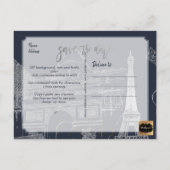 Carte Postale Faire-part PixDezines/Paris Save the Date/Faux Silver Gold (Dos)