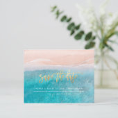 Carte Postale Faire-part PixDezines Plage Faux Or Moderne Écriture Pinceau (Debout devant)