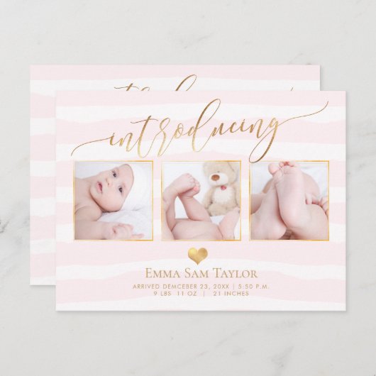 Carte Postale Faire-part PixDezines Présentation Faire-part/ Rayures (Devant / Derrière)