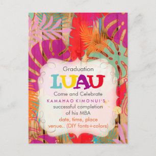 Carte Postale Faire-part PixDezines rainforest/graduation/luau/DIYevent