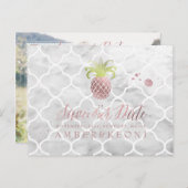 Carte Postale Faire-part PixDezines Rose Gold/Ananas/Enregistrer notre date (Devant / Derrière)