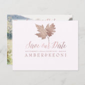 Carte Postale Faire-part PixDezines Rose Gold automne feuillage/Sauvegarder (Devant / Derrière)