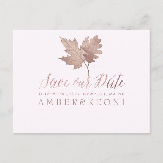 Carte Postale Faire-part PixDezines Rose Gold automne feuillage/Sauvegarder (Devant)