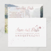 Carte Postale Faire-part PixDezines Rose Gold/Brusth Script/Save Date (Devant / Derrière)