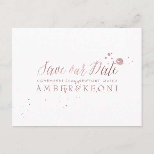 Carte Postale Faire-part PixDezines Rose Gold/Brusth Script/Save Date (Devant)