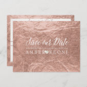 Carte Postale Faire-part PixDezines Rose Gold/Faux Feuille/Save Date (Devant / Derrière)