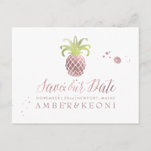 Carte Postale Faire-part PixDezines Rose Gold/Pineapple/Enregistrez notre d