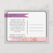 Carte Postale Faire-part PixDezines rose+violet enregistrer la date (Dos)