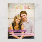 Carte Postale Faire-part PixDezines rose+violet enregistrer la date (Devant)