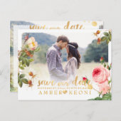 Carte Postale Faire-part PixDezines Roses Anciennes Enregistrez la Date (Devant / Derrière)