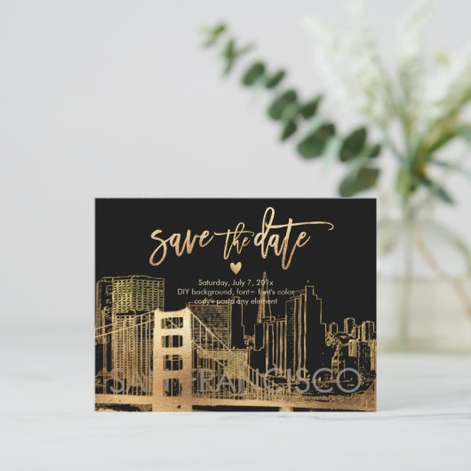 Carte Postale Faire-part PixDezines San Francisco Enregistrer la date (Debout devant)