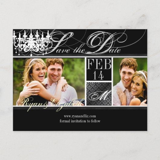 Carte Postale Faire-part PixDezines sauve la date lustre/DIY couleurs+polic (Devant)