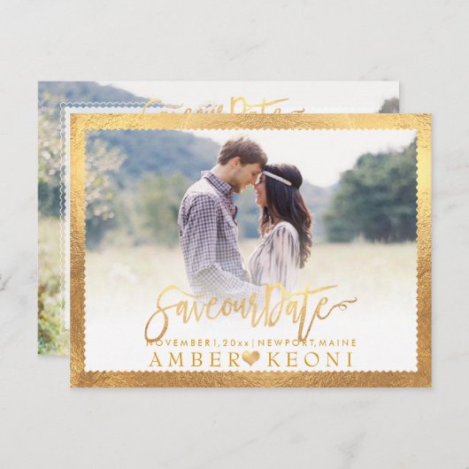 Carte Postale Faire-part PixDezines Sauvegarder la date/Écriture fantaisie (Devant / Derrière)