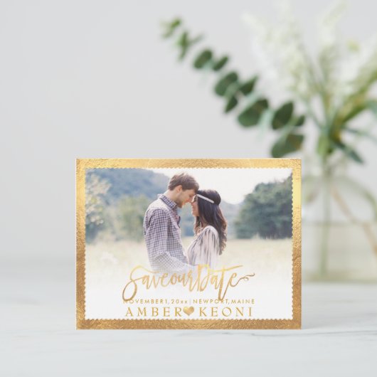 Carte Postale Faire-part PixDezines Sauvegarder la date/Écriture fantaisie (Debout devant)