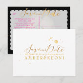 Carte Postale Faire-part PixDezines Sauvegarder la Date/Écriture Fausse Or  (Devant / Derrière)