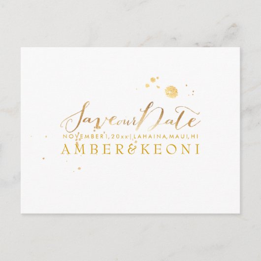 Carte Postale Faire-part PixDezines Sauvegarder la Date/Écriture Fausse Or  (Devant)