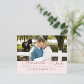 Carte Postale Faire-part PixDezines Sauvegarder la Date/Faux Or Rose/Écritu (Debout devant)