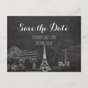 Carte Postale Faire-part PixDezines/Save Date/Chalkboard/Paris Sketched