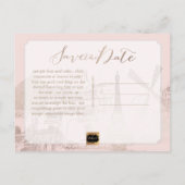Carte Postale Faire-part PixDezines/Save Date/Faux Pink Gold/Paris Sketched (Dos)