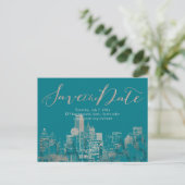 Carte Postale Faire-part PixDezines/Save Date/Faux Silver/Dallas Skyline (Debout devant)