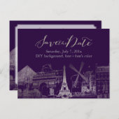 Carte Postale Faire-part PixDezines/Save Date/Faux Silver/Paris Sketched (Devant / Derrière)