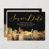 Carte Postale Faire-part PixDezines/Save Date/Gold/Chicago Lakeshore (Devant / Derrière)