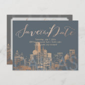 Carte Postale Faire-part PixDezines/Save Date/Pink Gold/Dallas Skyline (Devant / Derrière)