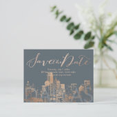 Carte Postale Faire-part PixDezines/Save Date/Pink Gold/Dallas Skyline (Debout devant)
