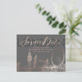 Carte Postale Faire-part PixDezines/Save Date/Pink Gold/London Skyline (Debout devant)