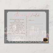 Carte Postale Faire-part PixDezines/Save Date/Pink Gold/Pittsburgh Skyline (Dos)