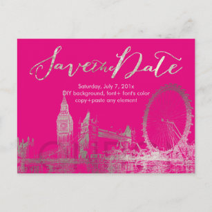 Carte Postale Faire-part PixDezines/Save Date/Silver/London Skyline