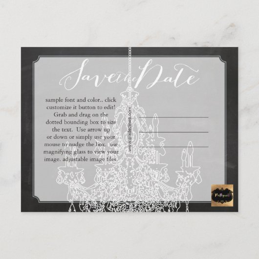 Carte Postale Faire-part PixDezines/Save Date/tableau de bord/lustre (Dos)