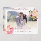 Carte Postale Faire-part PixDezines Spring Floral Enregistrer la date/l'or  (Devant / Derrière)