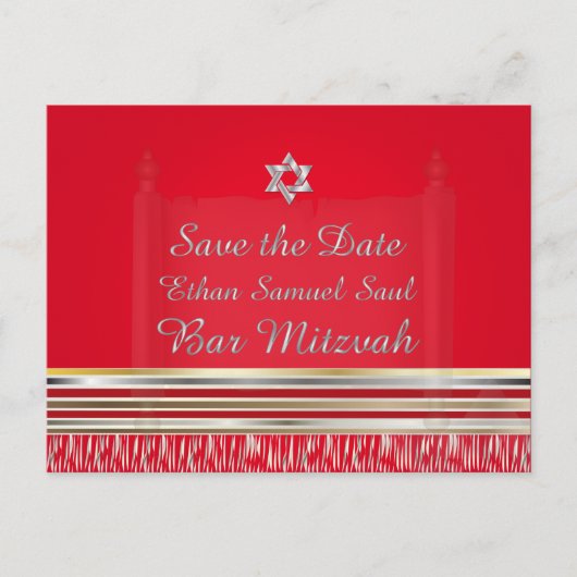 Carte Postale Faire-part PixDezines TALLIT/RED/MITZVAH ENREGISTRER LA DATE (Devant)