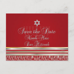 Carte Postale Faire-part PixDezines TALLIT/RED/MITZVAH ENREGISTRER LA DATE