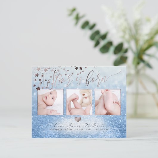 Carte Postale Faire-part PixDezines Une étoile est née, Snow Bokeh (Debout devant)