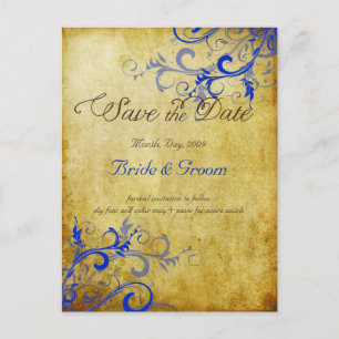 Carte Postale Faire-part PixDezines vintage cobalt bl tourbillons+faux parc